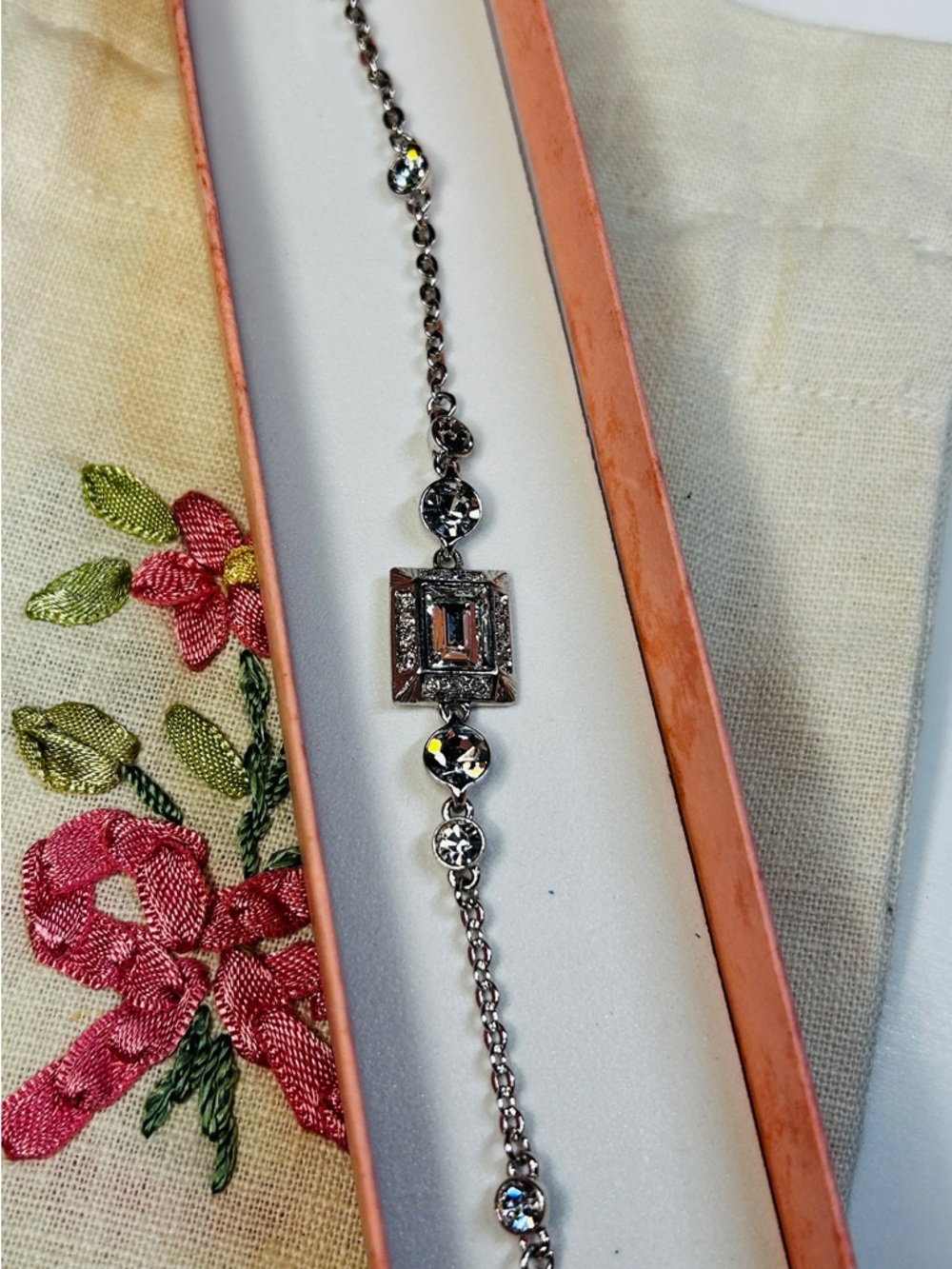 Authenticated Givenchy Silver Crystal Link Bracelet lovely VGC